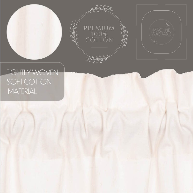 VHC Brands Simple Life Flax Solid Color Cotton Linen Blend Farmhouse Curtains Rod Pocket Drawstring Ties Prairie Panel Pair, Antique White Light Creme - Image 4